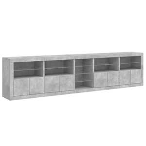 Příborník s LED osvětlením betonově šedý 283 x 37 x 67 cm - obrázek 6