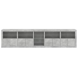 Příborník s LED osvětlením betonově šedý 283 x 37 x 67 cm - obrázek 7