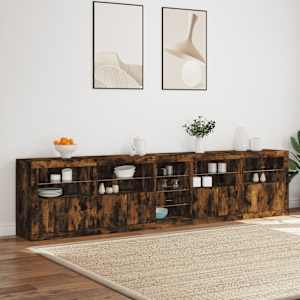 Příborník s LED osvětlením kouřový dub 283 x 37 x 67 cm - obrázek 4