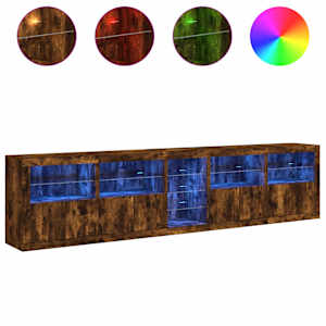 Příborník s LED osvětlením kouřový dub 283 x 37 x 67 cm - obrázek 5