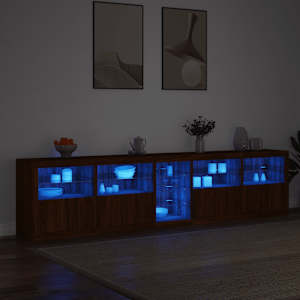 Příborník s LED osvětlením hnědý dub 283 x 37 x 67 cm - obrázek 3