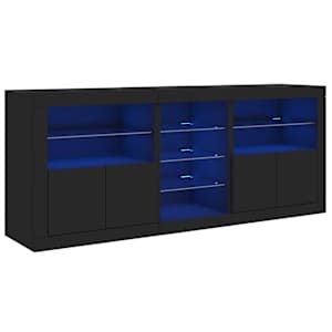 Příborník s LED osvětlením černý 162 x 37 x 67 cm - obrázek 2