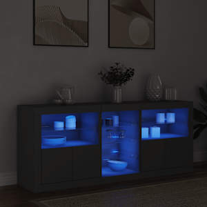 Příborník s LED osvětlením černý 162 x 37 x 67 cm - obrázek 3