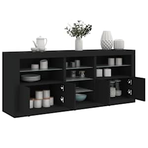 Příborník s LED osvětlením černý 162 x 37 x 67 cm - obrázek 1