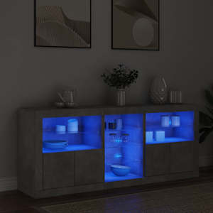 Příborník s LED osvětlením betonově šedý 162 x 37 x 67 cm - obrázek 3