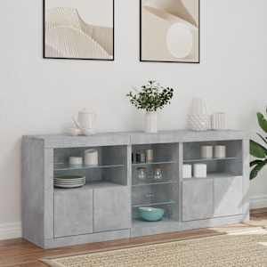 Příborník s LED osvětlením betonově šedý 162 x 37 x 67 cm - obrázek 4