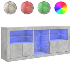 Příborník s LED osvětlením betonově šedý 162 x 37 x 67 cm - obrázek 5