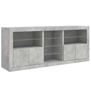 Příborník s LED osvětlením betonově šedý 162 x 37 x 67 cm - obrázek 6
