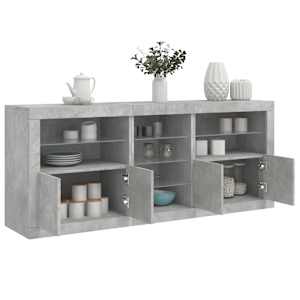 Příborník s LED osvětlením betonově šedý 162 x 37 x 67 cm - obrázek 1
