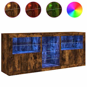 Příborník s LED osvětlením kouřový dub 162 x 37 x 67 cm - obrázek 5