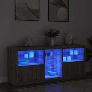 Příborník s LED osvětlením šedý sonoma 162 x 37 x 67 cm - obrázek 3