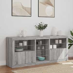 Příborník s LED osvětlením šedý sonoma 162 x 37 x 67 cm - obrázek 4