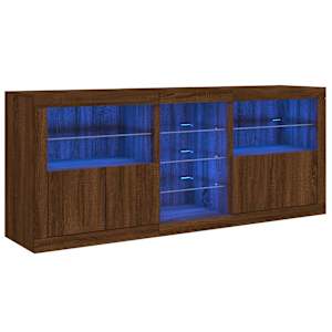 Příborník s LED osvětlením hnědý dub 162 x 37 x 67 cm - obrázek 2