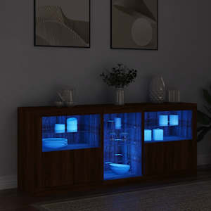 Příborník s LED osvětlením hnědý dub 162 x 37 x 67 cm - obrázek 3