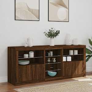 Příborník s LED osvětlením hnědý dub 162 x 37 x 67 cm - obrázek 4