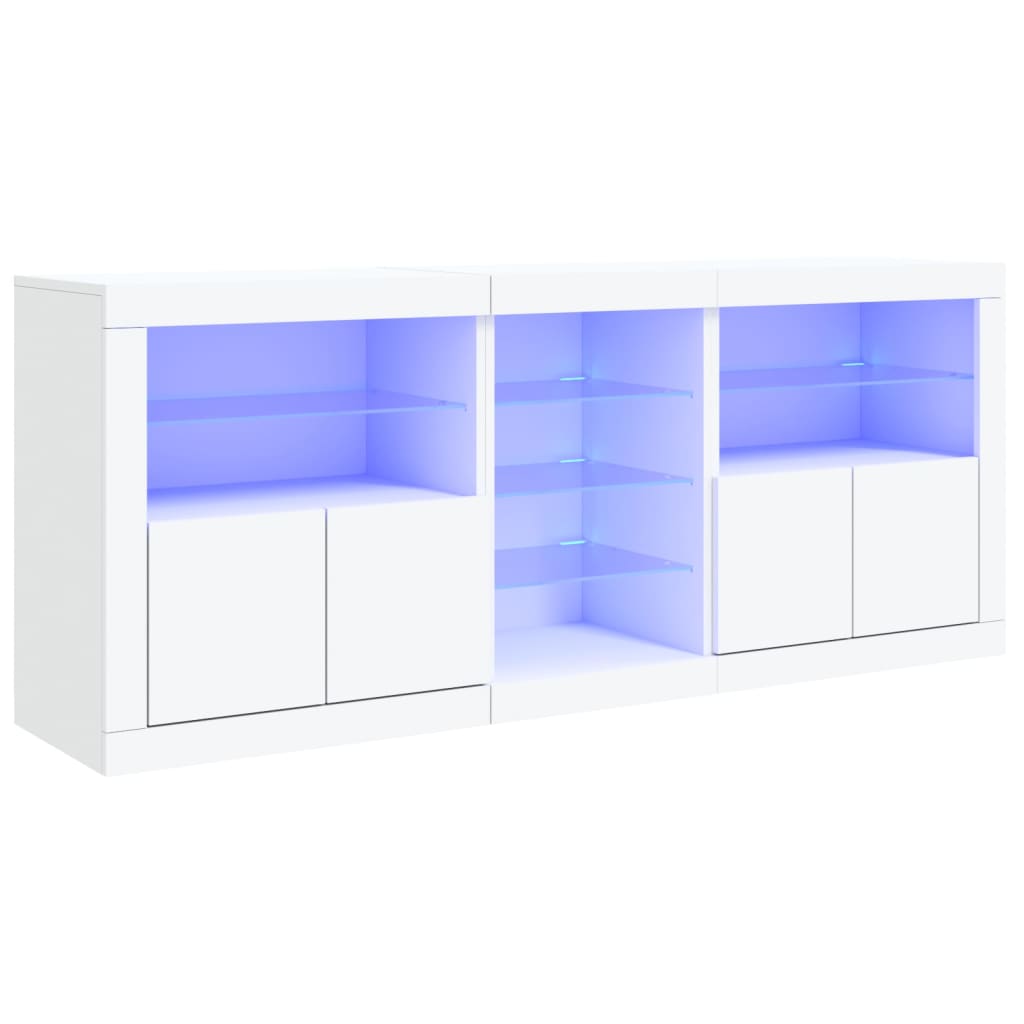 vidaXL Příborník s LED osvětlením bílý 181,5 x 37 x 67 cm