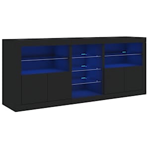 Příborník s LED osvětlením černý 181,5 x 37 x 67 cm - obrázek 2