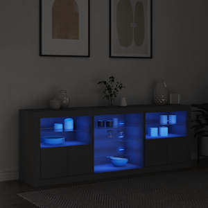 Příborník s LED osvětlením černý 181,5 x 37 x 67 cm - obrázek 3