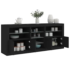 Příborník s LED osvětlením černý 181,5 x 37 x 67 cm - obrázek 1
