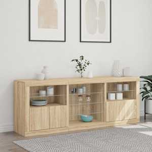 Příborník s LED osvětlením dub sonoma 181,5 x 37 x 67 cm - obrázek 4