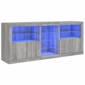 Příborník s LED osvětlením šedý sonoma 181,5 x 37 x 67 cm - obrázek 2