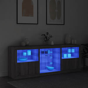 Příborník s LED osvětlením šedý sonoma 181,5 x 37 x 67 cm - obrázek 3