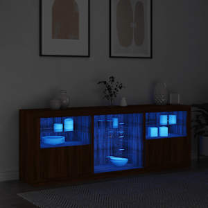 Příborník s LED osvětlením hnědý dub 181,5 x 37 x 67 cm - obrázek 3