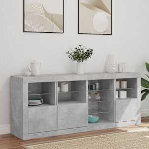 Příborník s LED osvětlením betonově šedý 164 x 37 x 67 cm - obrázek 3