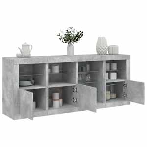 Příborník s LED osvětlením betonově šedý 164 x 37 x 67 cm - obrázek 1