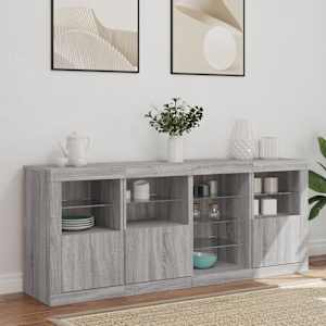 Příborník s LED osvětlením šedý sonoma 164 x 37 x 67 cm - obrázek 3