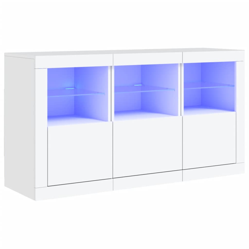 vidaXL Příborník s LED osvětlením bílý 123 x 37 x 67 cm