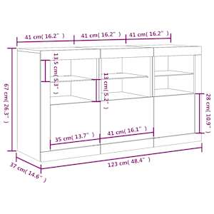 Příborník s LED osvětlením bílý 123 x 37 x 67 cm - obrázek 17