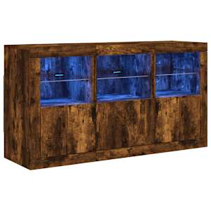 Příborník s LED osvětlením kouřový dub 123 x 37 x 67 cm - obrázek 2