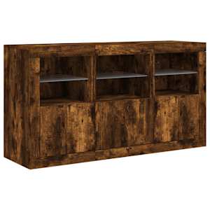 Příborník s LED osvětlením kouřový dub 123 x 37 x 67 cm - obrázek 5