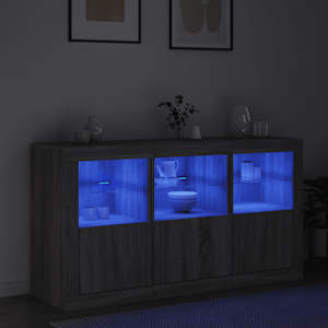 Příborník s LED osvětlením šedý sonoma 123 x 37 x 67 cm - obrázek 4
