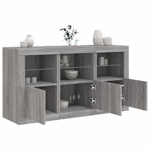 Příborník s LED osvětlením šedý sonoma 123 x 37 x 67 cm - obrázek 1