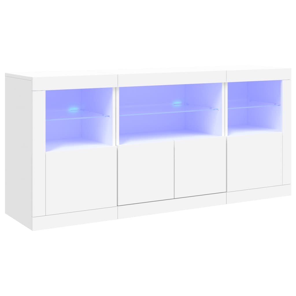 vidaXL Příborník s LED osvětlením bílý 142,5 x 37 x 67 cm