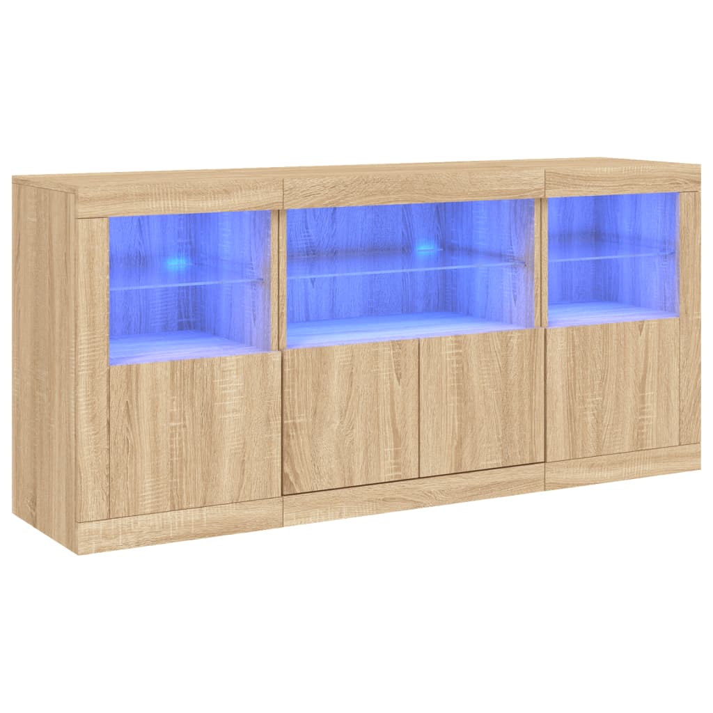 vidaXL Příborník s LED osvětlením dub sonoma 142,5 x 37 x 67 cm