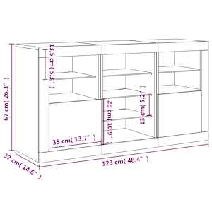Příborník s LED osvětlením bílý 123 x 37 x 67 cm - obrázek 17