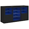 vidaXL puhvetkapp LED-tulega, must, 123 x 37 x 67 cm