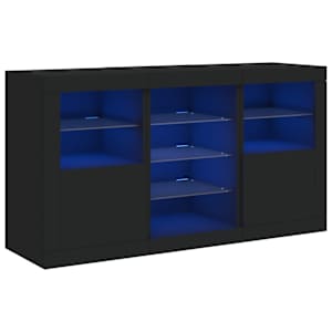 Příborník s LED osvětlením černý 123 x 37 x 67 cm - obrázek 2