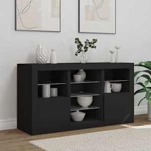 Příborník s LED osvětlením černý 123 x 37 x 67 cm - obrázek 3