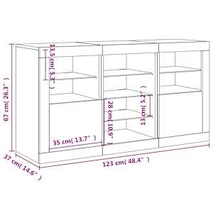 Příborník s LED osvětlením černý 123 x 37 x 67 cm - obrázek 17