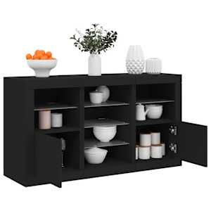 Příborník s LED osvětlením černý 123 x 37 x 67 cm - obrázek 1