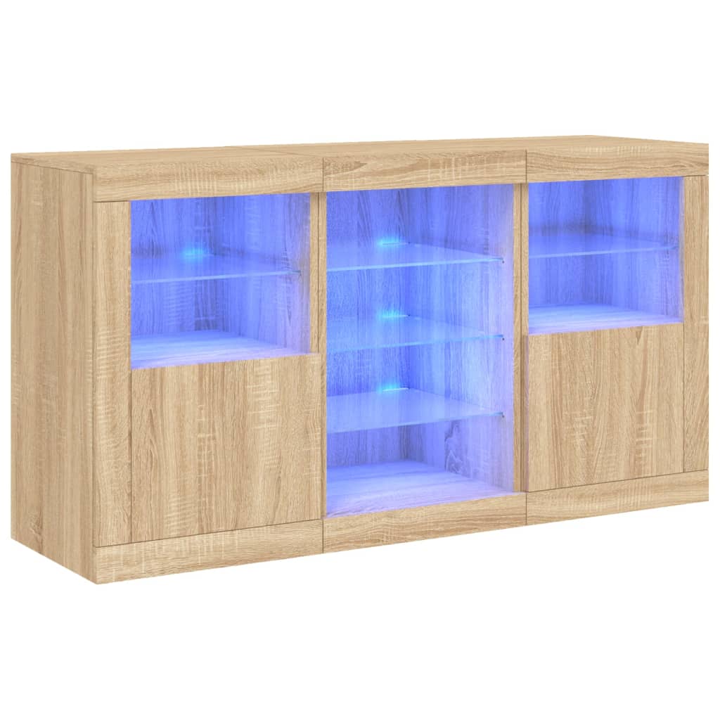 vidaXL Příborník s LED osvětlením dub sonoma 123 x 37 x 67 cm