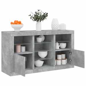Komoda z LED lučkami betonsko siva 123x37x67 cm