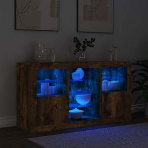Příborník s LED osvětlením kouřový dub 123 x 37 x 67 cm - obrázek 4
