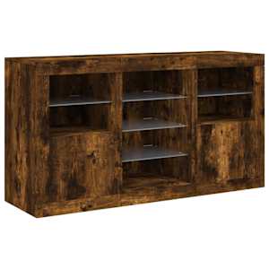 Příborník s LED osvětlením kouřový dub 123 x 37 x 67 cm - obrázek 5
