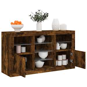 Příborník s LED osvětlením kouřový dub 123 x 37 x 67 cm - obrázek 1