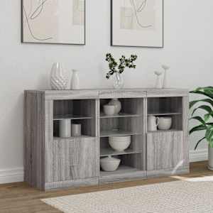 Příborník s LED osvětlením šedý sonoma 123 x 37 x 67 cm - obrázek 3